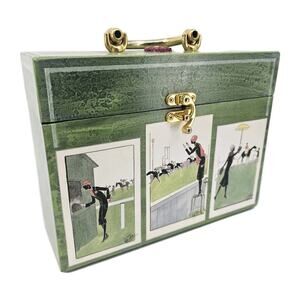 Vintage French Equestrian Flapper Art Deco Motif Wooden Box Une Grosse Cote Vode